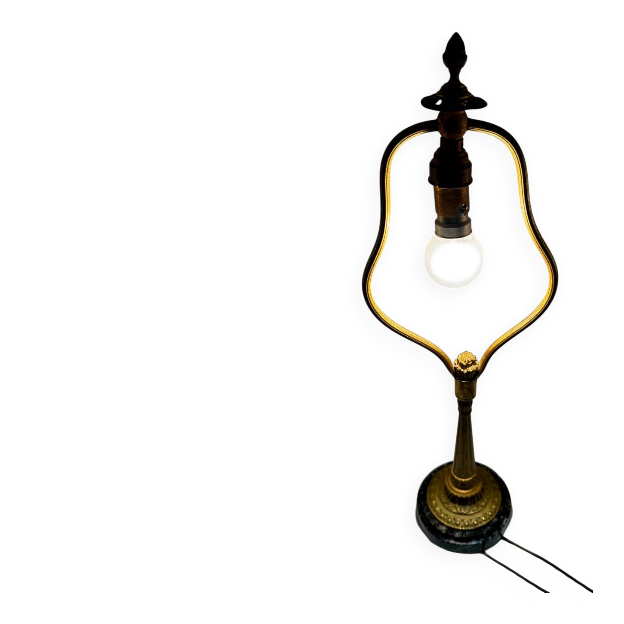 Antique lamp known as a lyre in bronze and marble from the late 19th century.