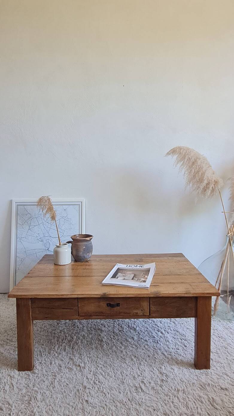 Vintage rectangular wooden coffee table