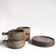 Set of 4 bowls and 4 plates by Thèrèse Bataille for the Dour workshop 1970s