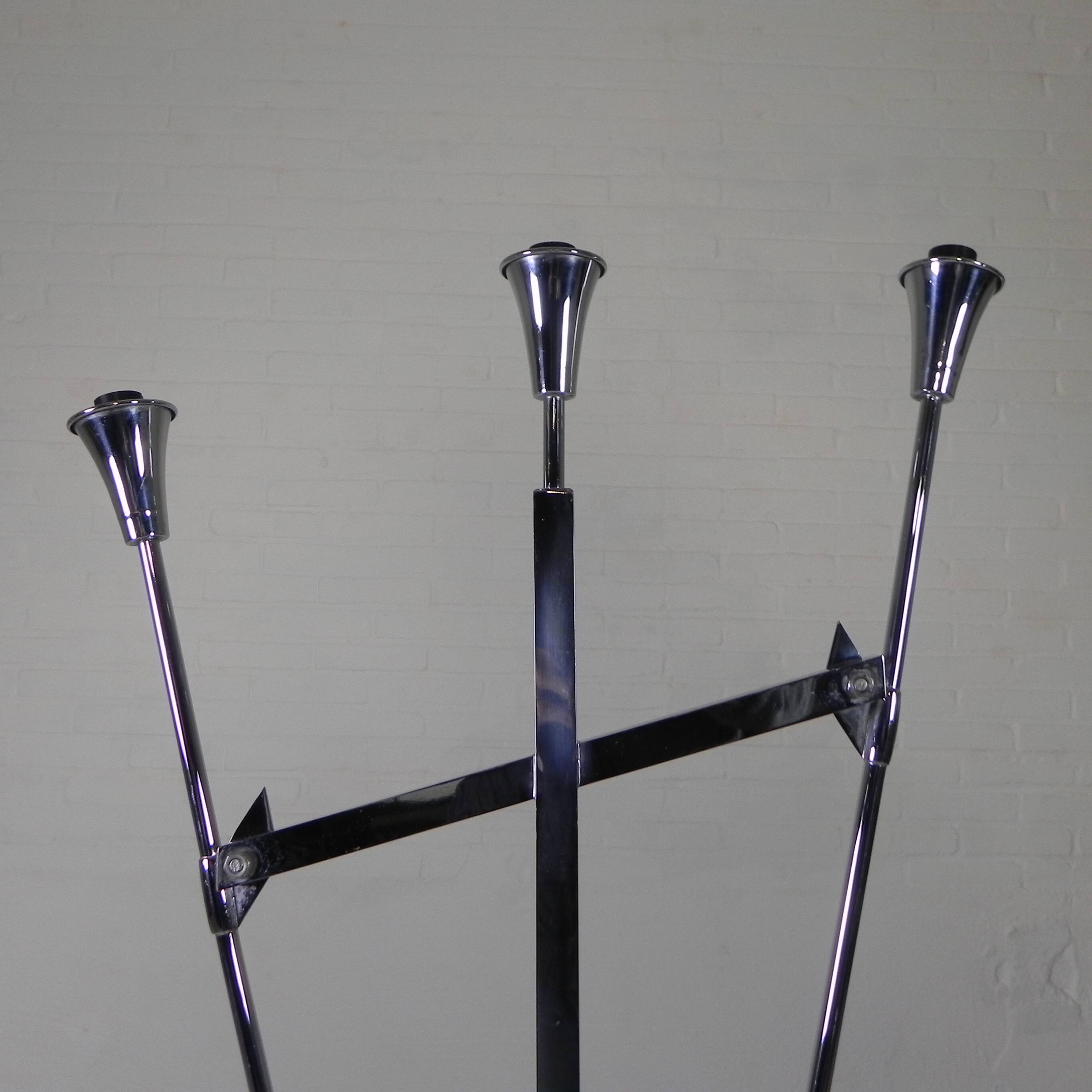 Standing chrome lamp in Art Deco style, Jules Dewaele Brussels, 1950