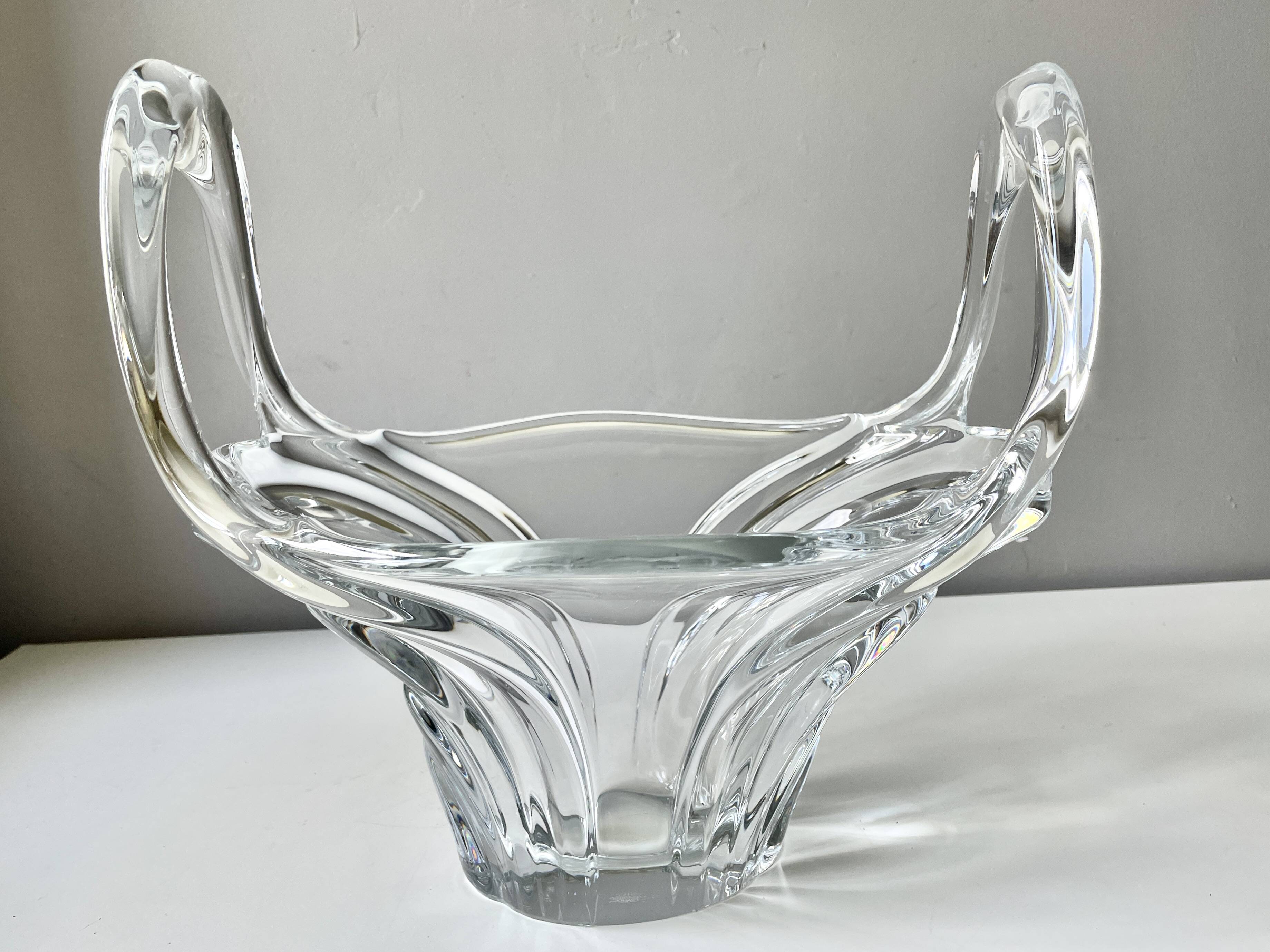 Large basket or fruit bowl in crystal Art Vannes France