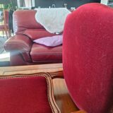 superb set of (8/10) Louis XV chairs in solid cherry with burgundy velvet