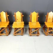 Vintage brutalist dining chairs, set of 4 - 1960s