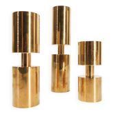 3 Scandinavian solid brass candle holders Thelma Zoega 1976