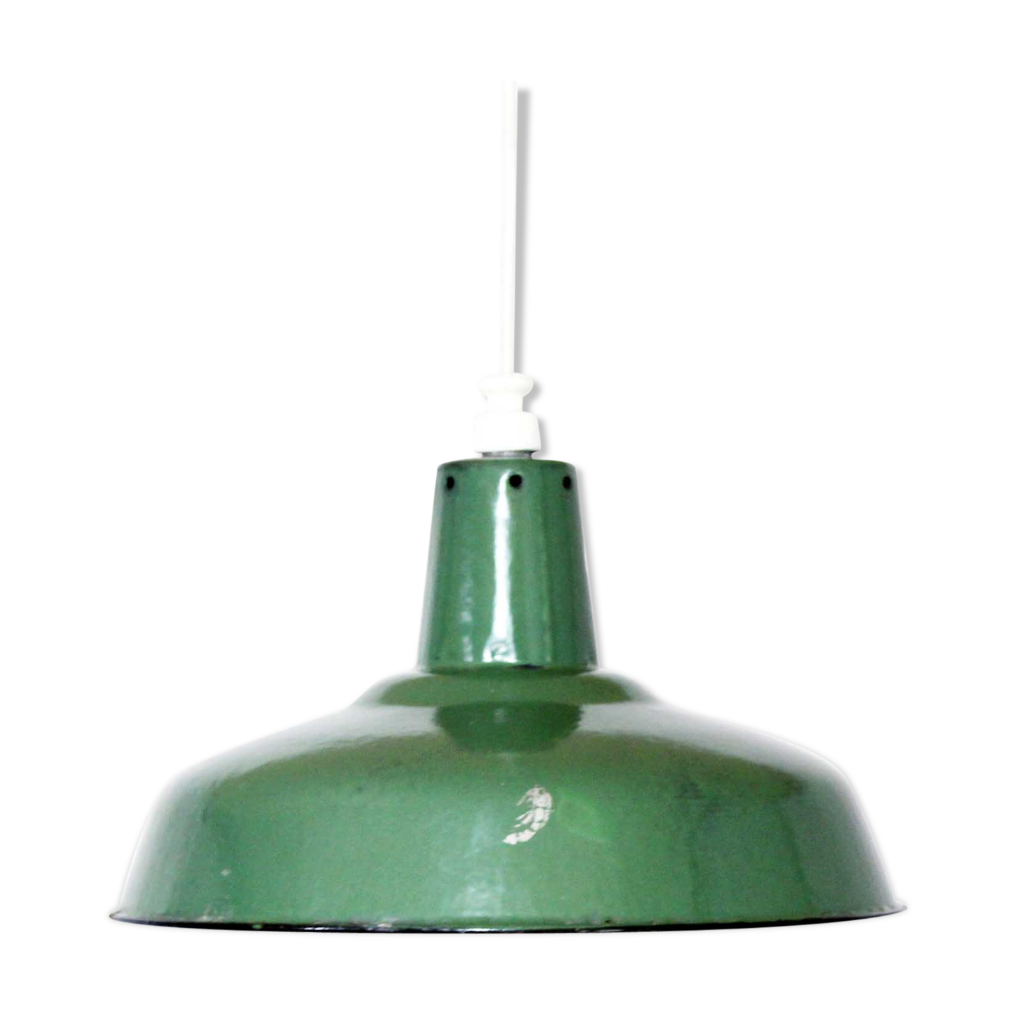 Suspension en métal émaillé verte