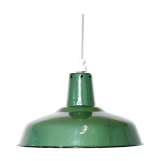 Green enamelled metal hanging lamp
