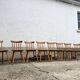 Set of 8 vintage bistro chairs – Warm stained wood – Compass legs