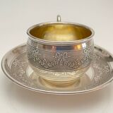 Silver Cup and Saucer | 20th Century | Ribbon and Flower Garland