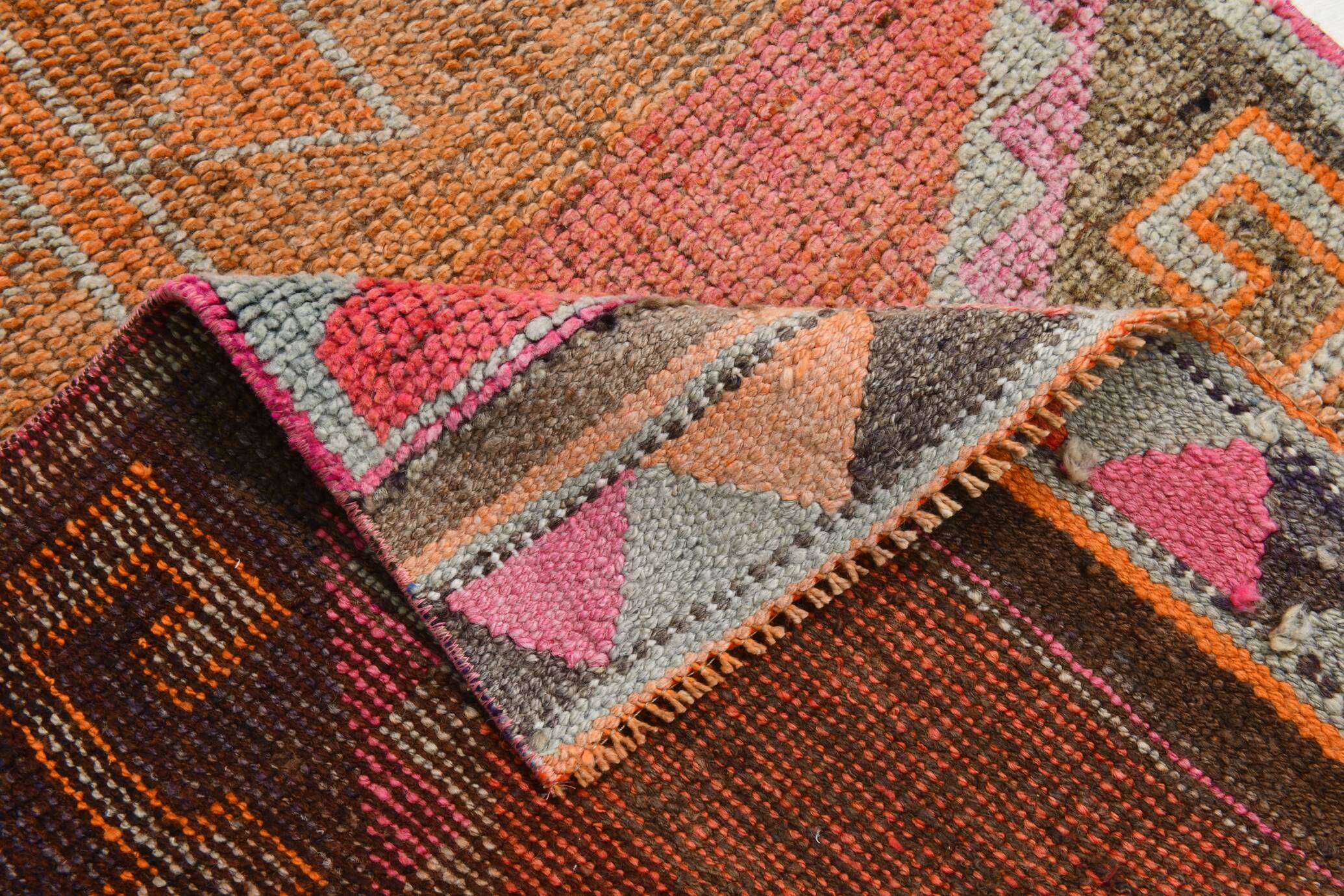 3x11 Shades Of Pink Antique Runner Rug, Handmade Runner Rug, 96x329Cm