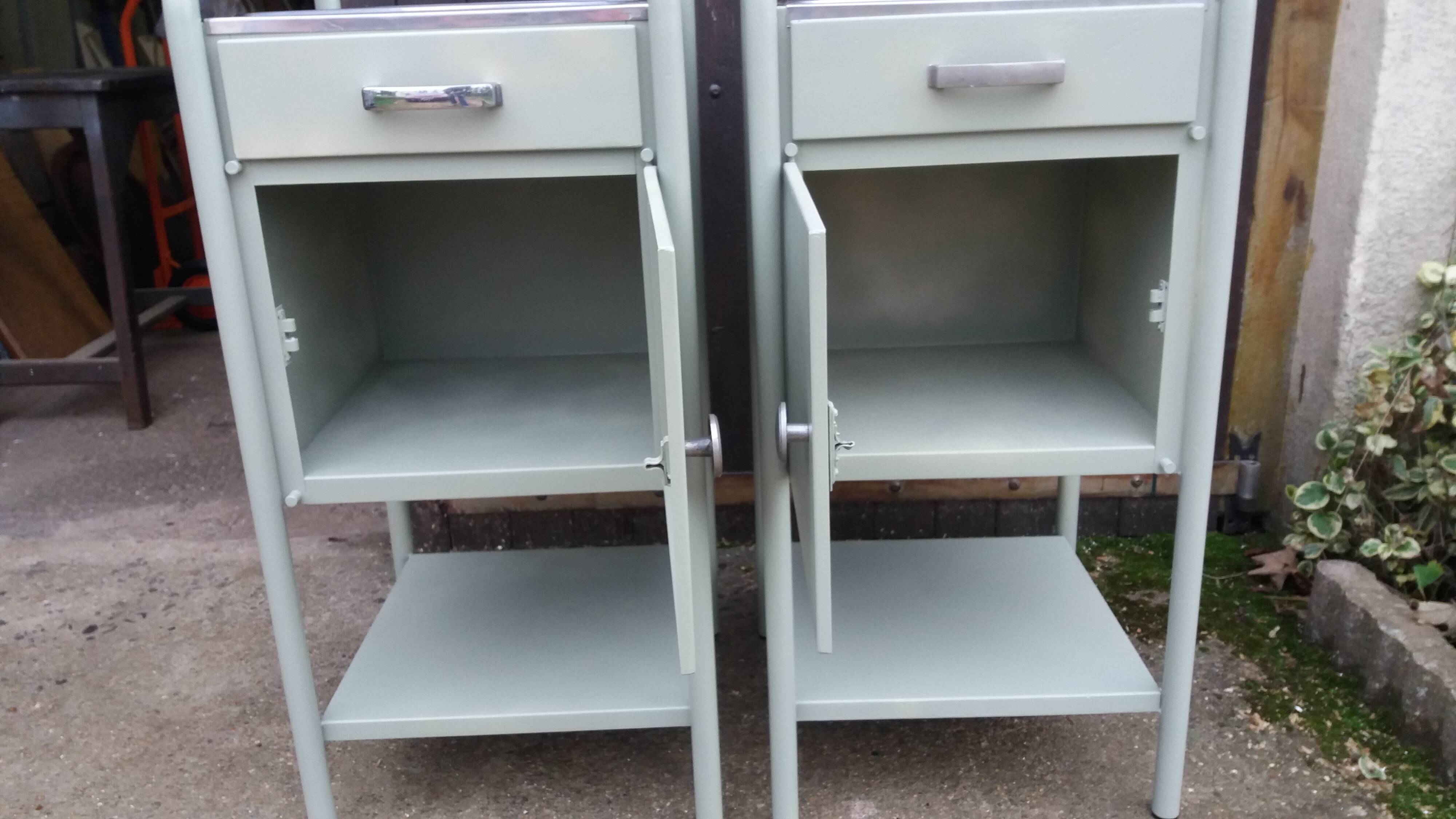 Pair of metal bedside tables from the 1950s