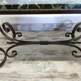 Wrought iron and marble coffee table