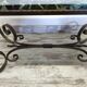 Wrought iron and marble coffee table