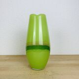 Jade green blown glass vase, handcrafted