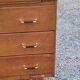 Vintage chest of drawers in golden oak from the 50s with 3 drawers and spindle-legged shelf