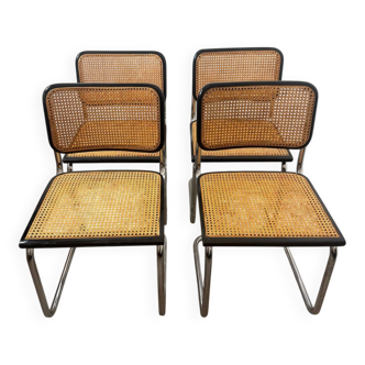 Set of four Marcel Breuer Cesca chairs made in Italy.