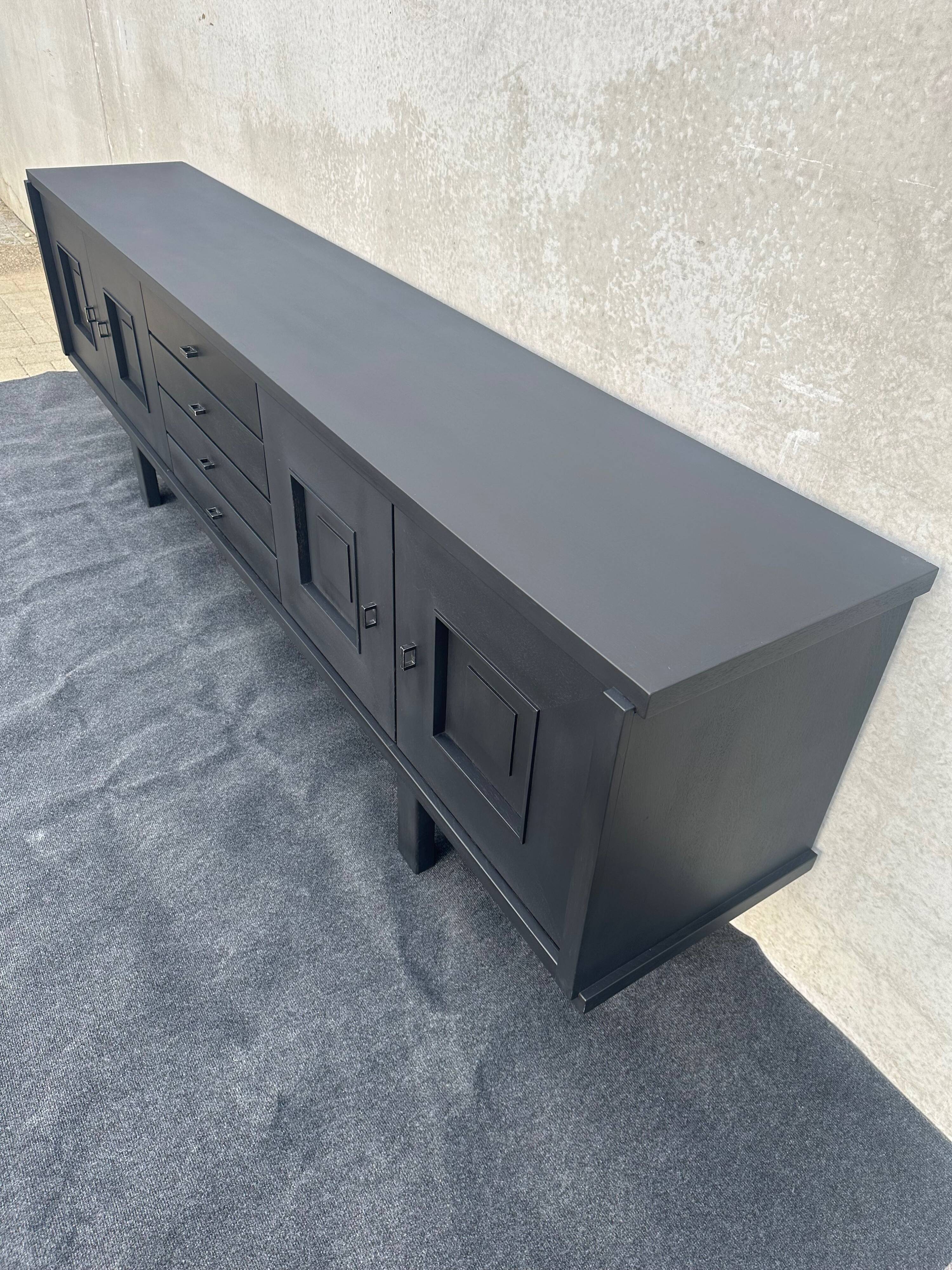 XL design black stained oak brutalist sideboard – De Coene