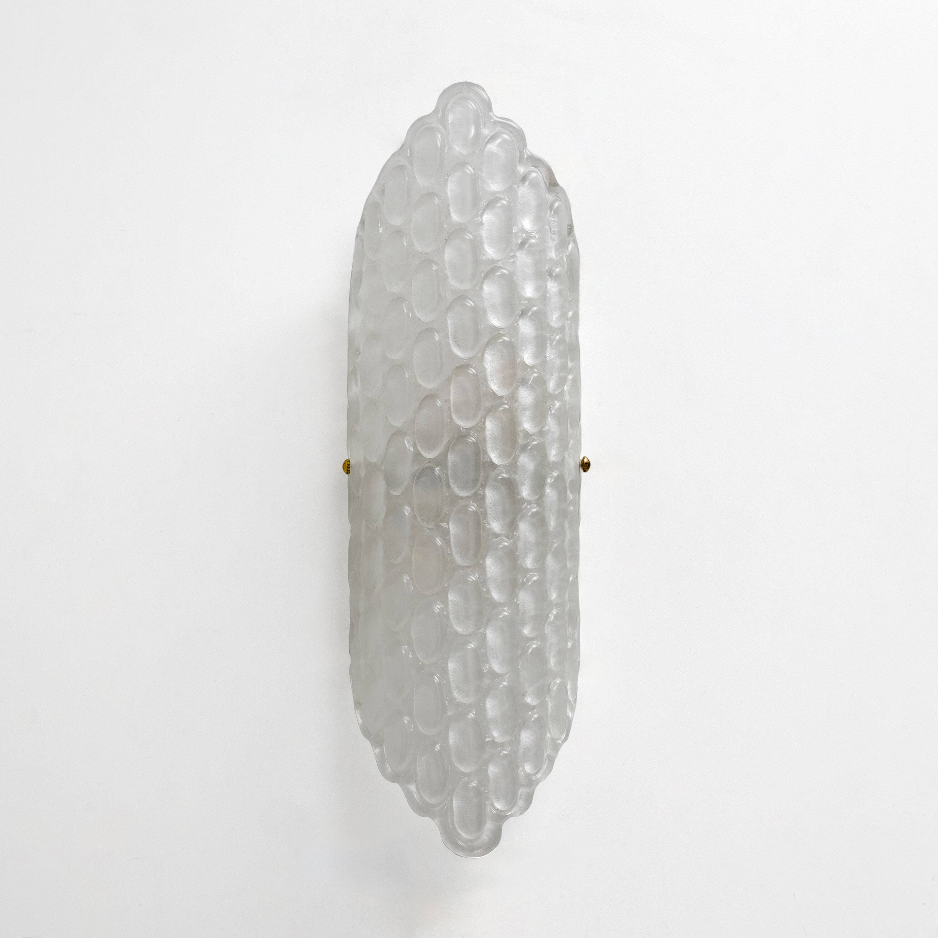 Pair of Clear Murano Glass Wall Sconces with Textured Relief