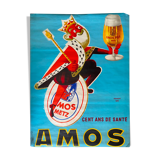 Affiche originale "Bière Amos Pils Metz" 115x151cm 1960