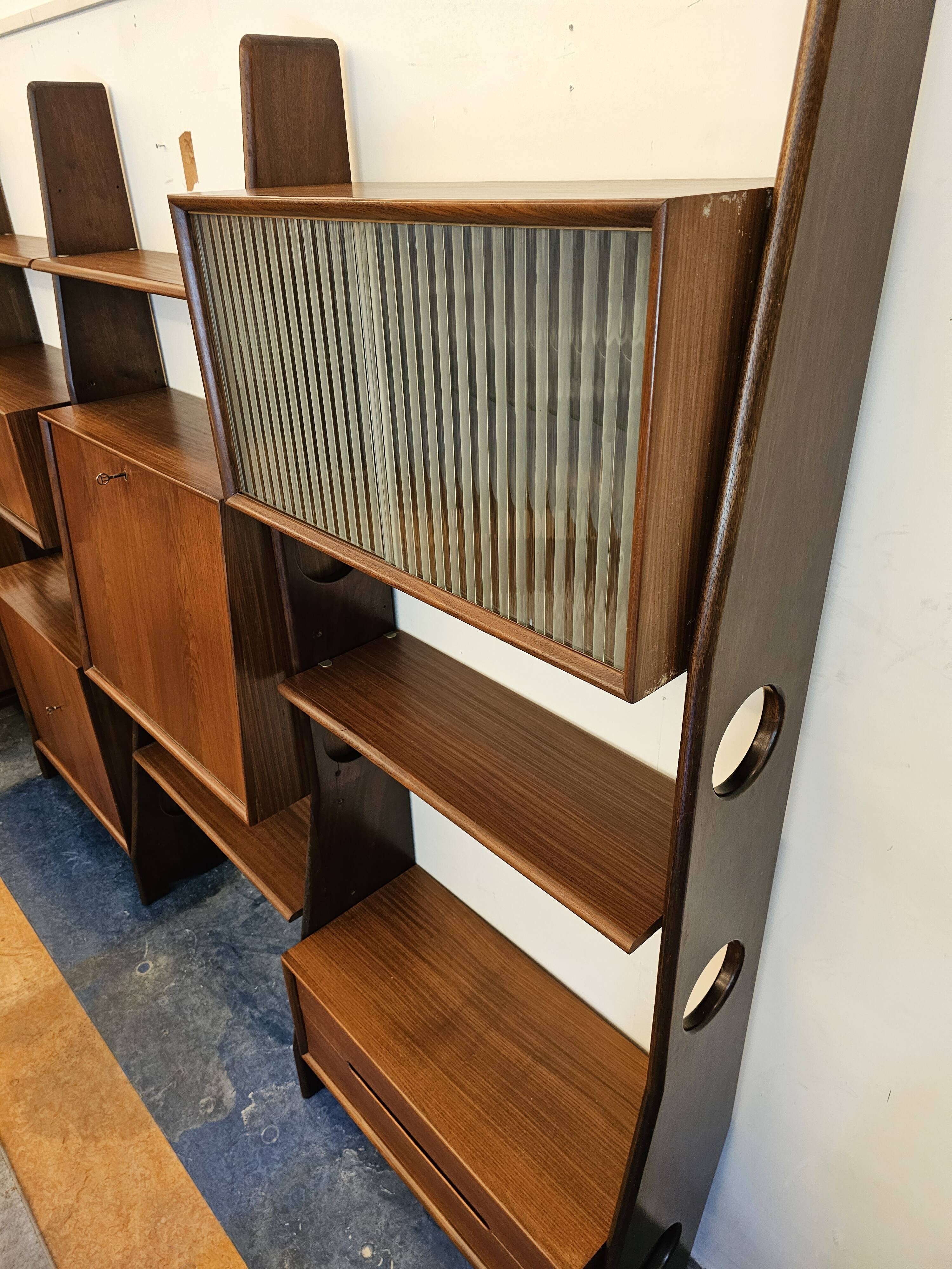 Wall unit wall cabinet teak vintage Dutch Design