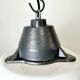 White enamel and cast iron industrial pendant light with glass cover, 1960s