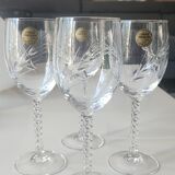 Lot of 4 large red wine glasses. Fleury cut Epi/Crystal Arques 24.5cl