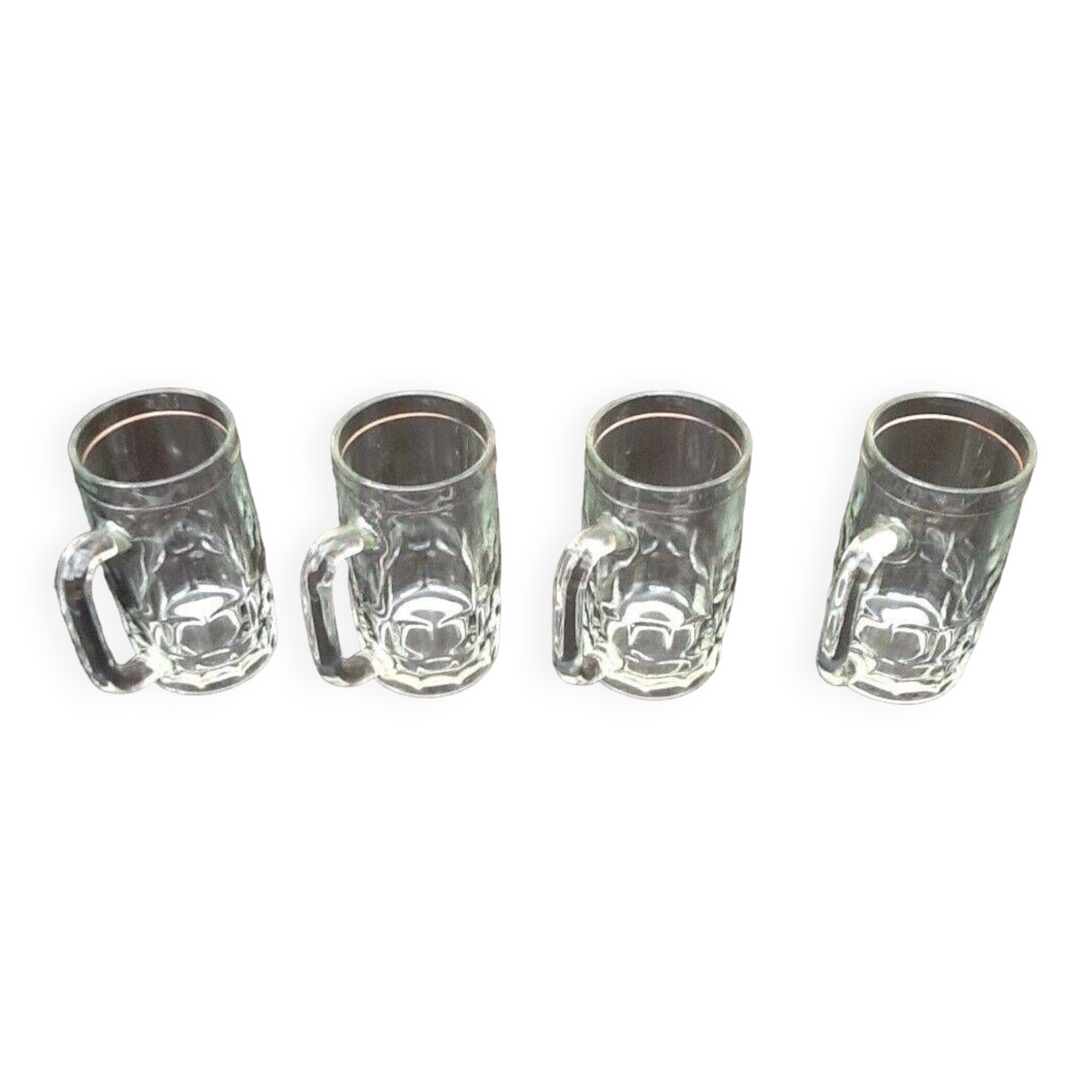 1970s 4 Beer mugs Molded glass France