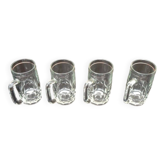 1970s 4 Beer mugs Molded glass France