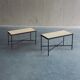 Set of 2 minimalist metal side tables with plaster-fiber tops