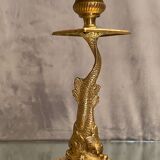 Lamp foot XIXth Louis XIV with stylized dauphin mounted in lamp without transformation