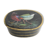 Boîte en métal de style Napoléon III avec cuir peint et signé