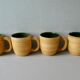 4 mugs Salins France, grès et émail vert