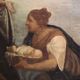 Antique Italian painting Moses saved from the waters from the 18th century