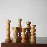 Scandinavian Wooden Candleholders, Set of 6