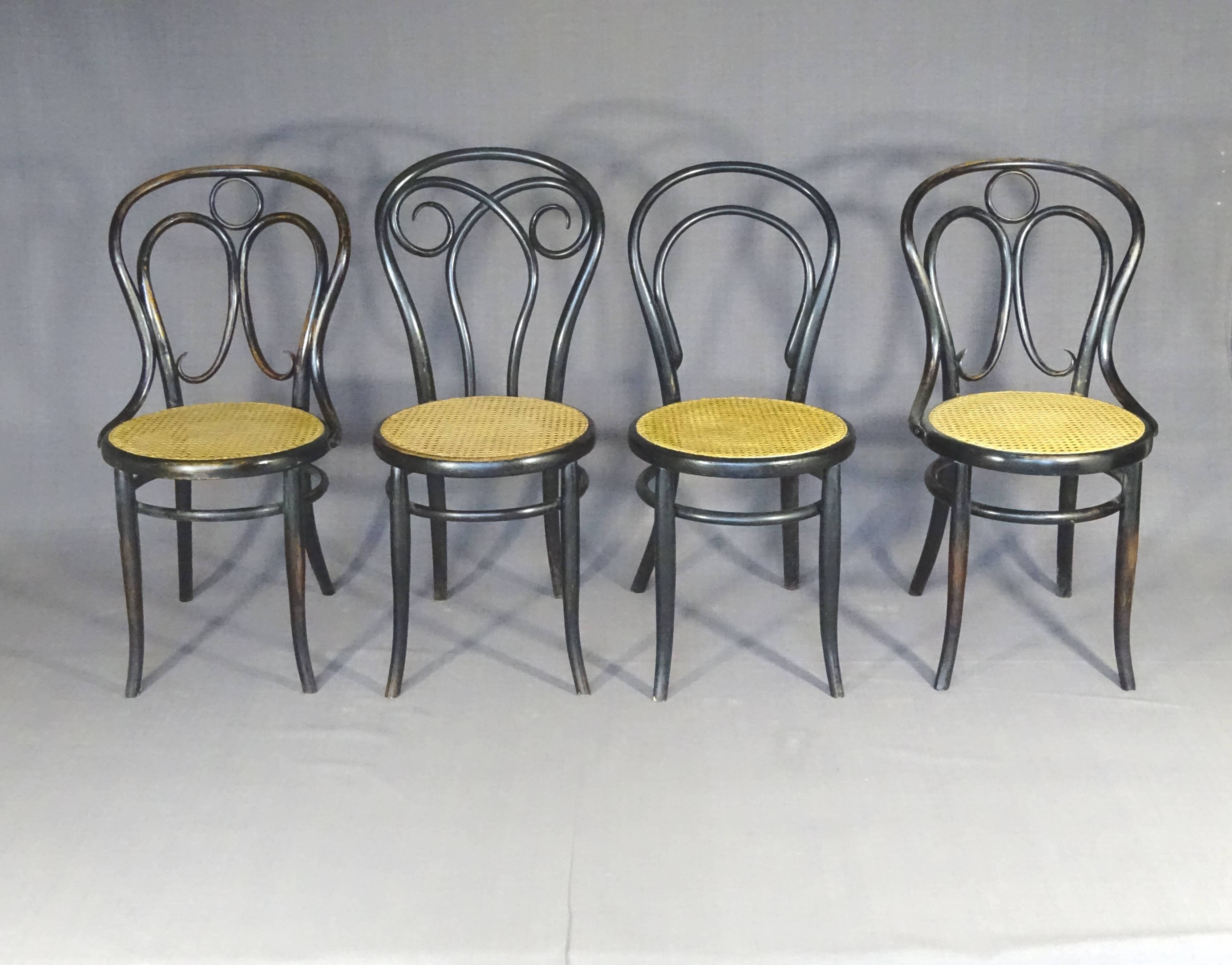 Set of 4 kohn "empire black" chairs circa 1880 + thonet-