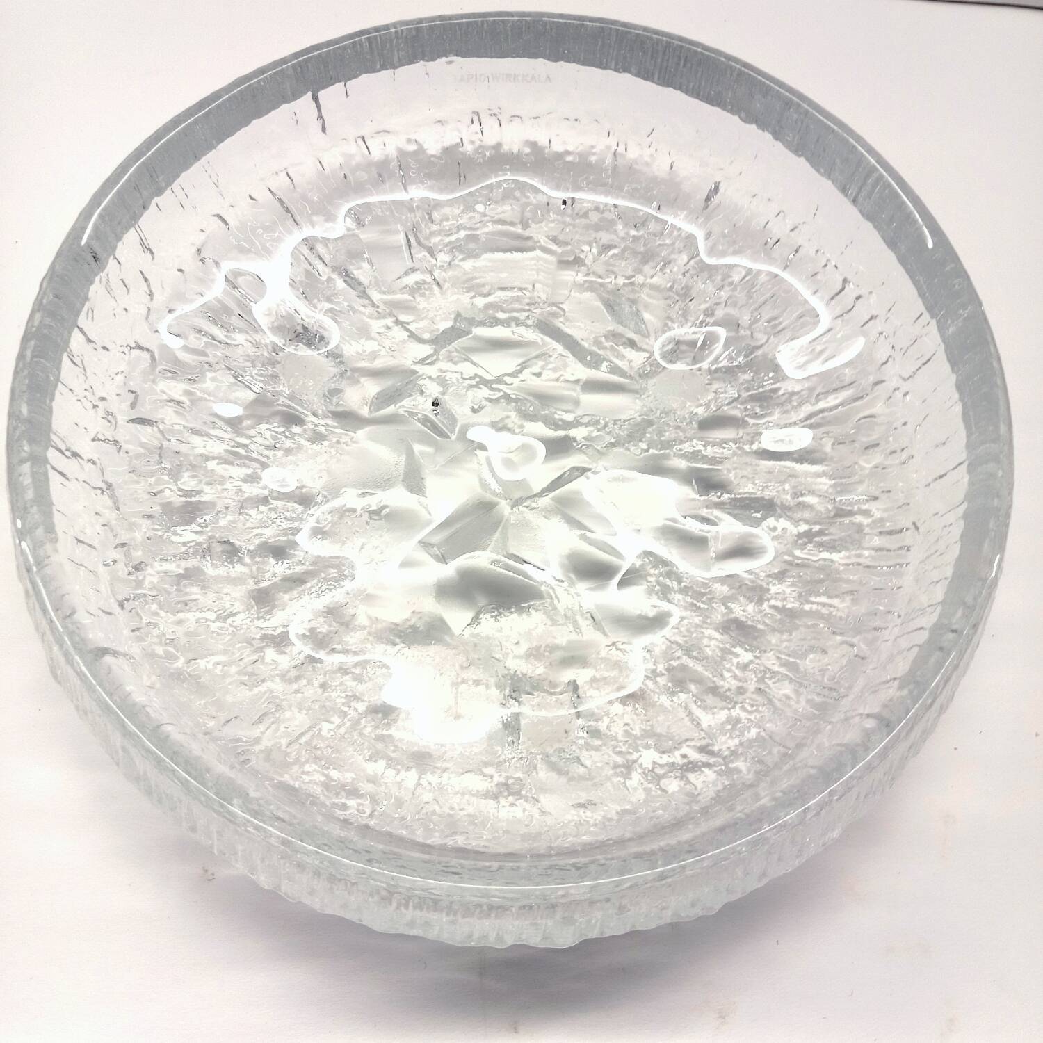 Crystal Bowl Empty Pocket 28 cm Signed Tapio Wirkkala Lunaria Design Finland