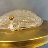 Wall/ceiling lamp, made in brass and white lacquered metal with frosted solid glass shade