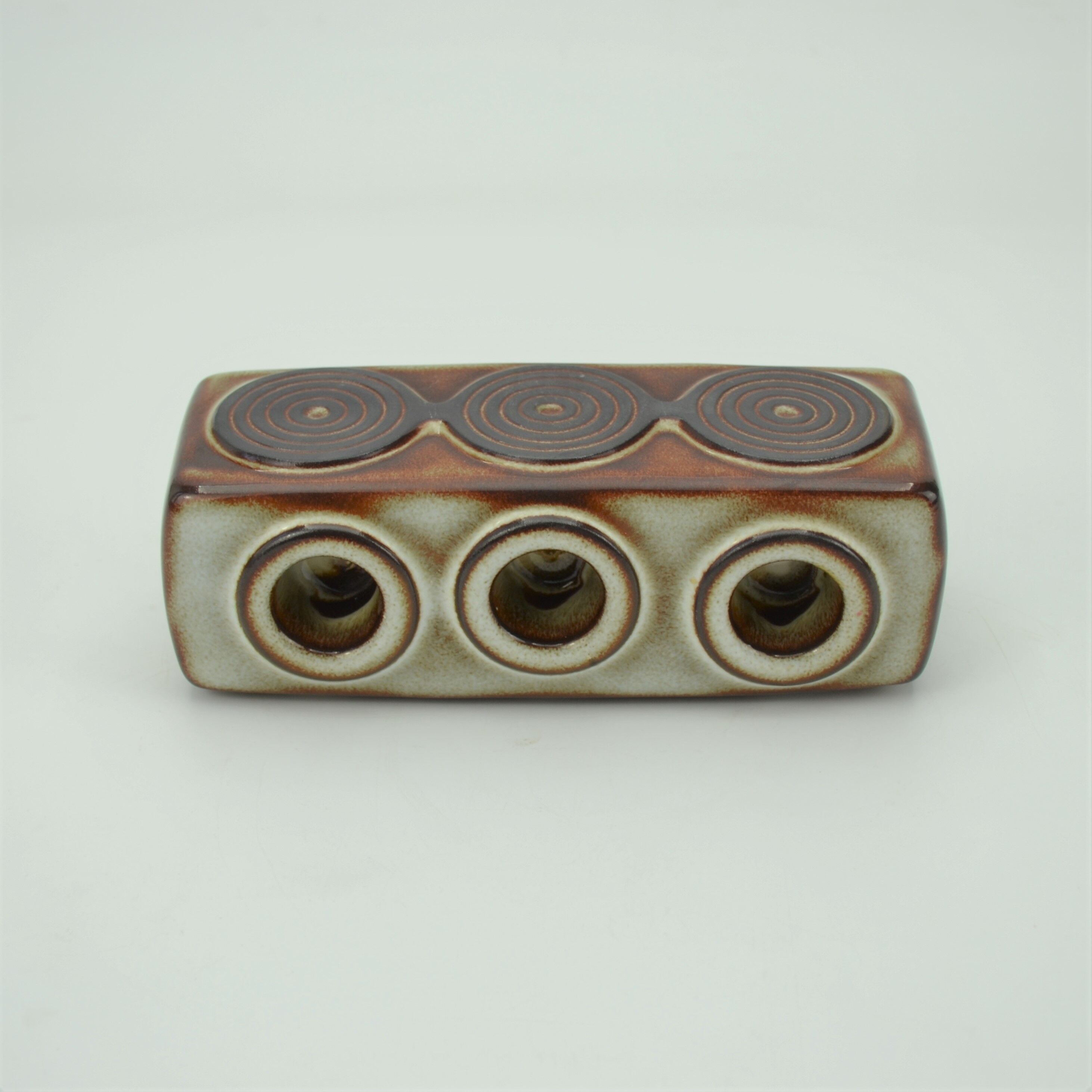 Triple stoneware candle holder grey serie by ejner johansen for søholm stentøj