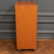 Furniture Cardboard chiffonnier leather patina fawn struck with iron 5 drawers