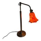 Vintage 1900 Clichy glass paste lamp, brass workshop desk - 60 cm
