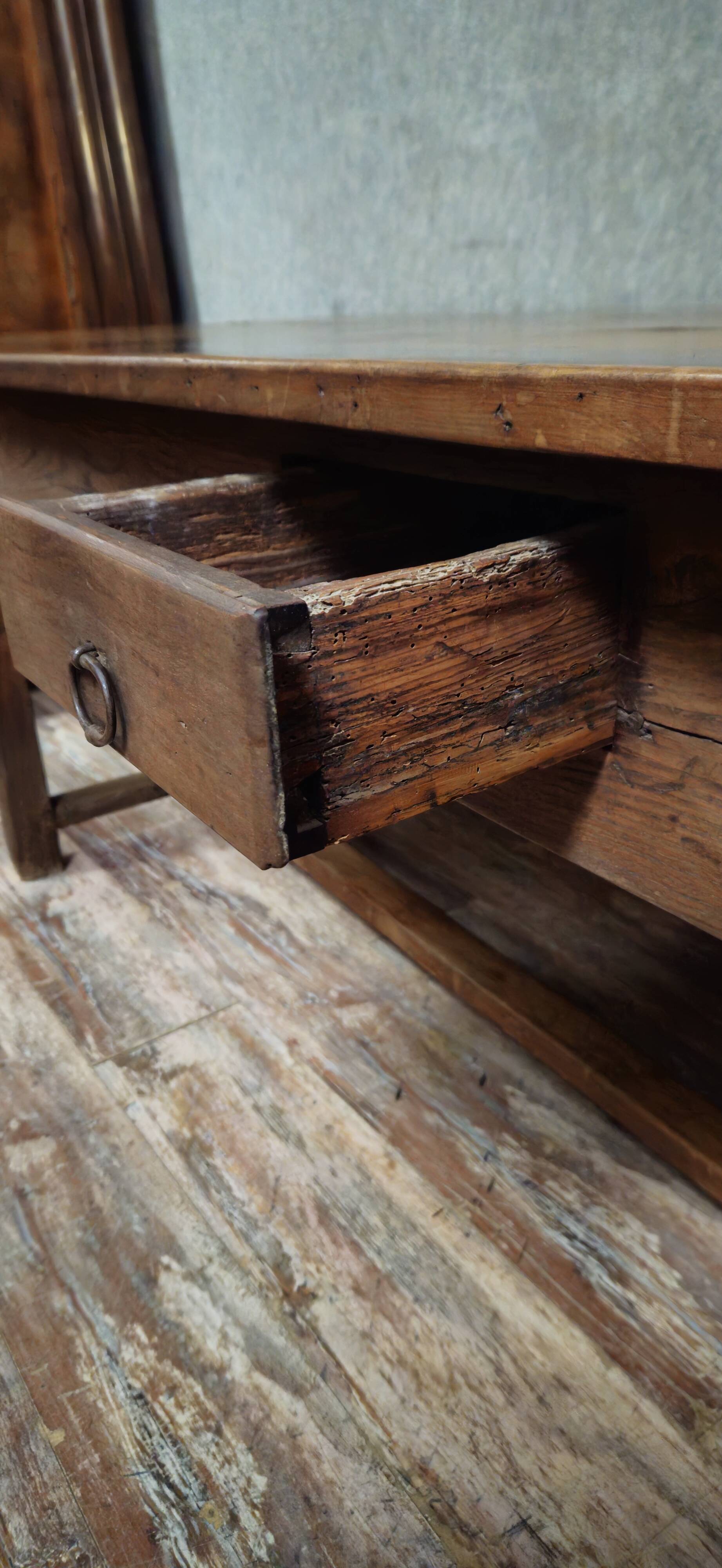 Large antique solid wood table from the Louis XIV period.