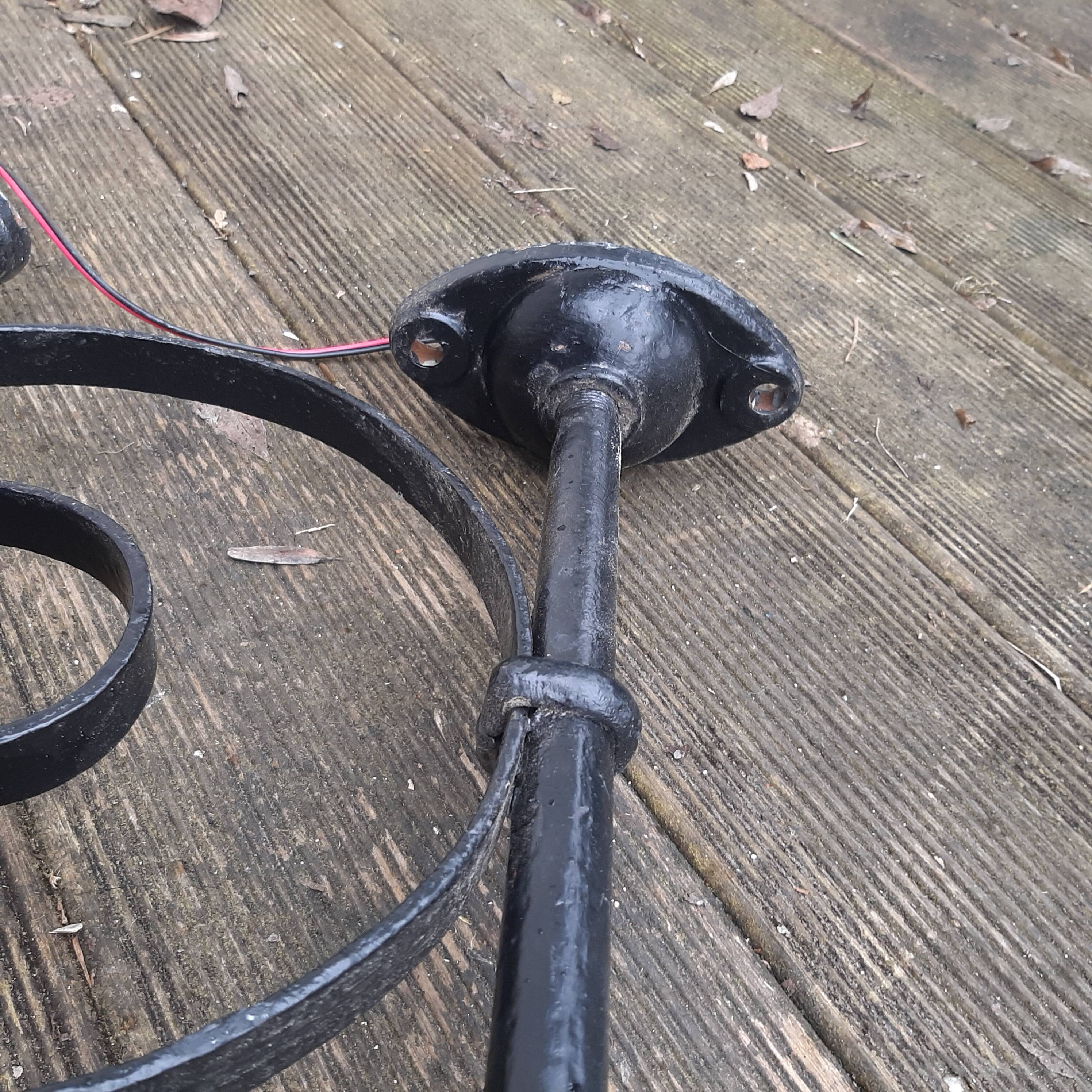 large wrought iron gallows lamp