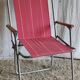 Vintage folding chair in metal and bayadère canvas - 1960s