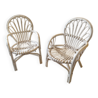 Set of 2 rattan children's chairs