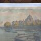 Lithograph Henri Riviere, l'institut et la cite serie paysages parisiens