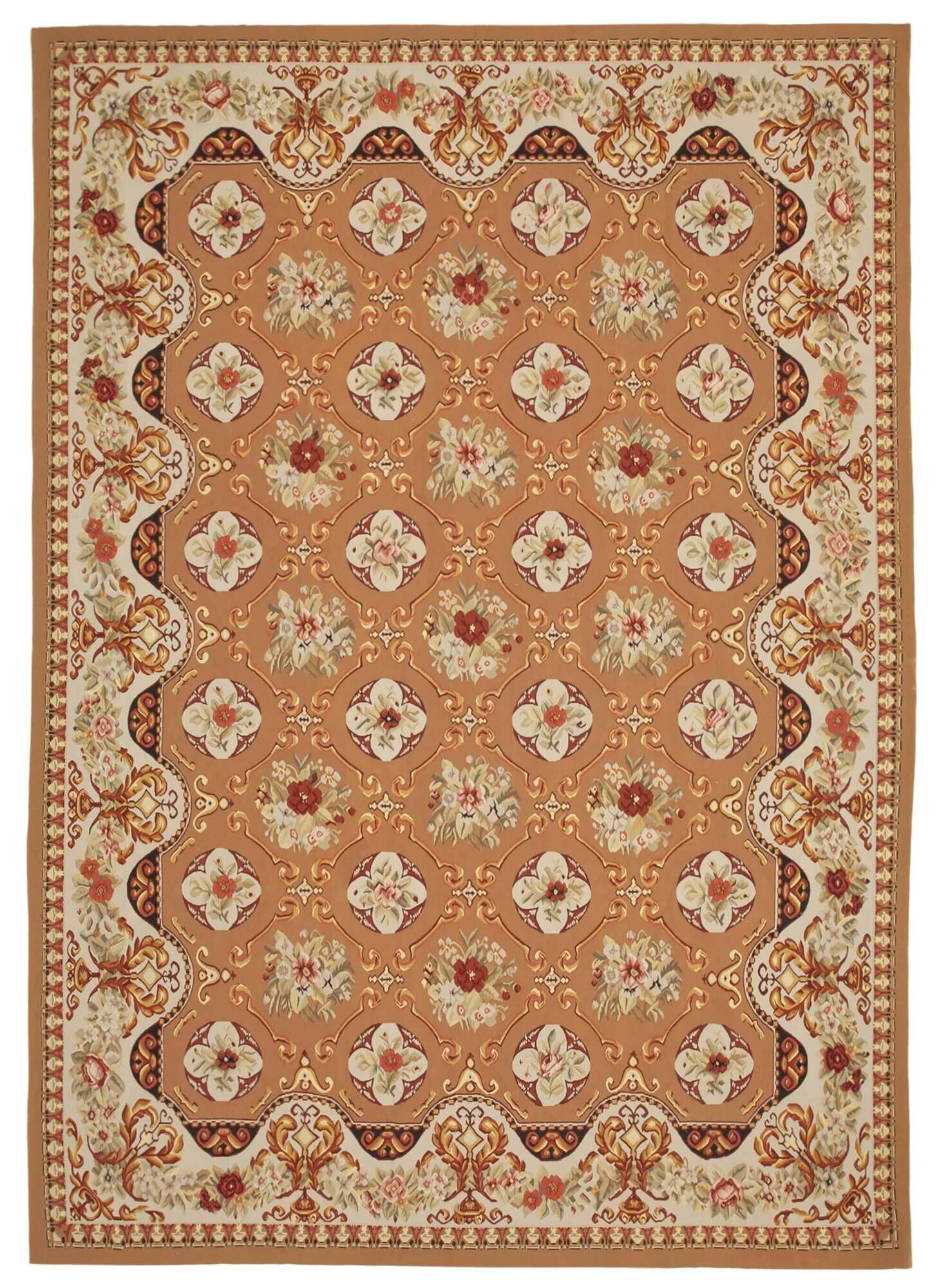 Handmade European Vintage Aubusson Kilim 300 cm x 430 cm