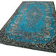 Hand-knotted hi-low pile oriental 1970s 177 cm x 321 cm blue carpet