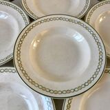 lot of 6 green and orange Longwy Iron Earth hollows from the beginning of the 19th century