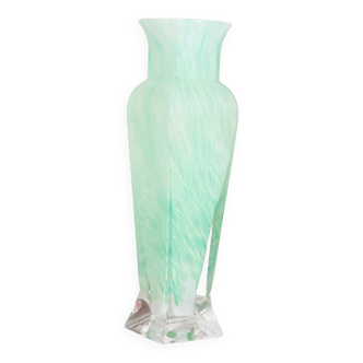 WATER GREEN AND WHITE SPECKLED MURANO GLASS VASE