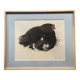 Black hen and her chicks, pastel on paper signed Hélène Rivière