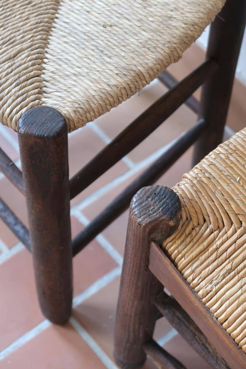 Pair of straw farm chairs